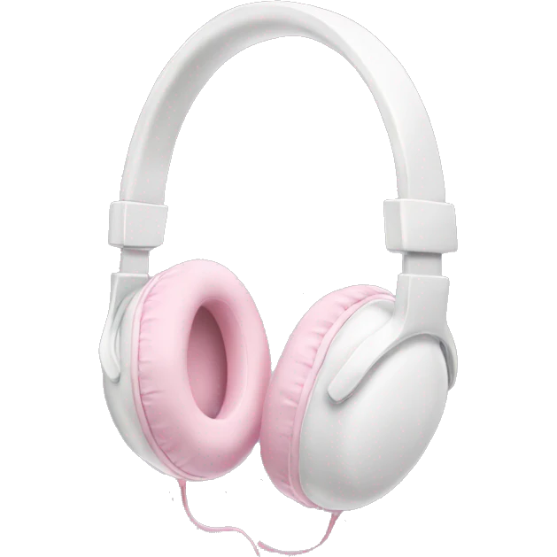 White headphones with light pink bows on the sides emoji