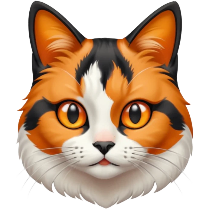 A calico cat with major of black fur amd black and orange and ehite combo on the face emoji