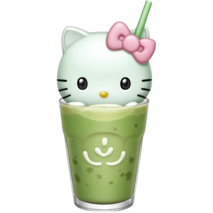Hello Kitty drinking iced matcha latte  emoji