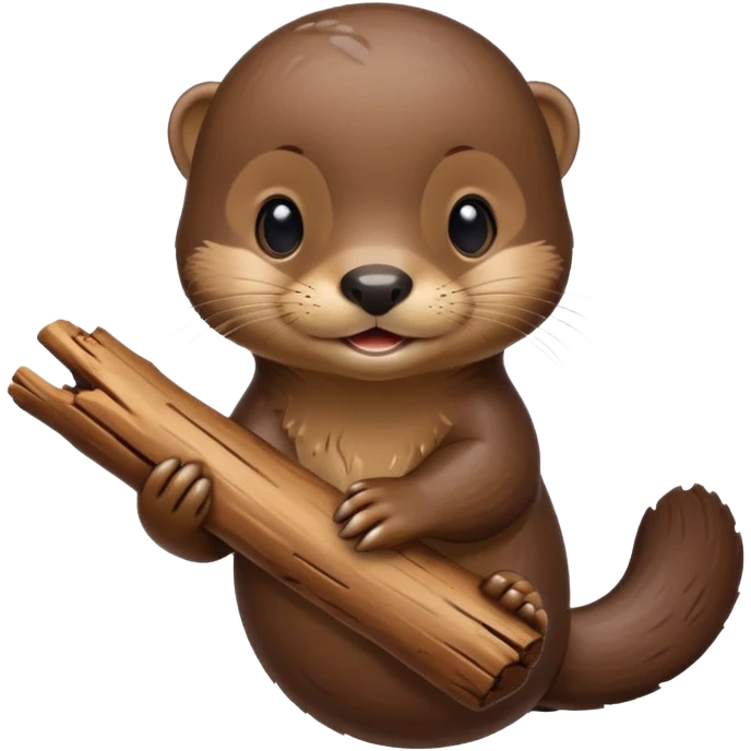 baby River otter with wood in hand  emoji