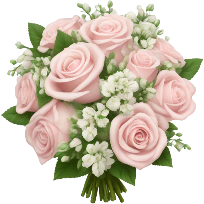 Light Pink with roses and white flowers wedding bouquet realistic  emoji