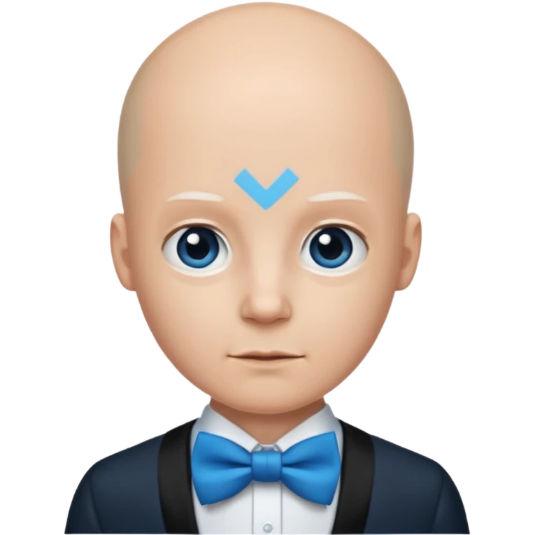 Bald with blue bow tie, balck dress emoji