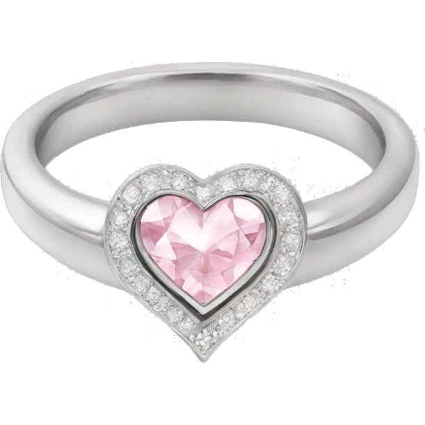 Diamond silver  ring light pink heart emoji