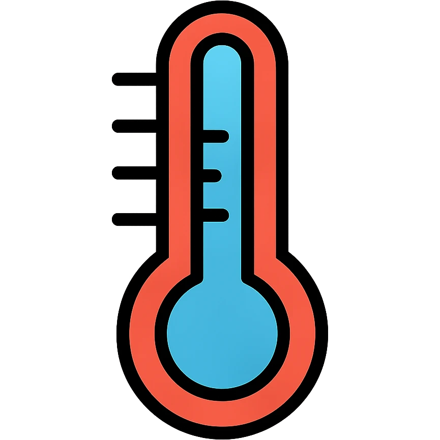 thermometer in a modern color icon style, clean lines, simple and recognizable emoji