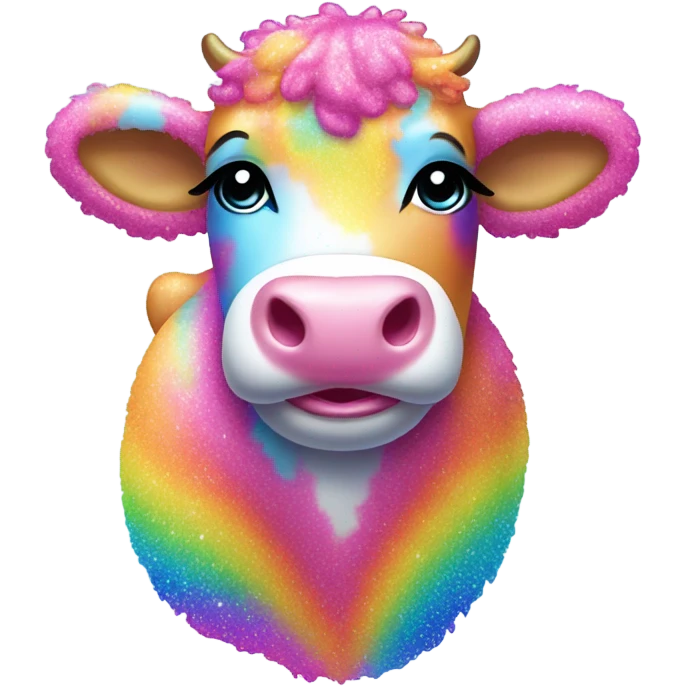 Lisa frank glitter rainbow fluffy cow emoji