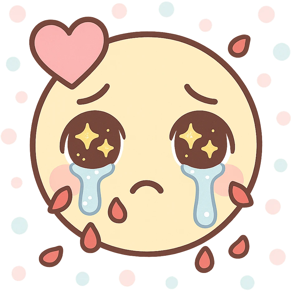 kawaii discord emoji set inspired by Romeo + Juliet (1996), chibi-style icons, dramatic neon lighting, vintage Catholic motifs, pastel and gold accents, emoji faces with glitter tears, heartache, rose petals, angel wings, cigarette in mouth, broken halo, gun with roses, aesthetic symbols of love and violence, 90s grunge romance vibe, stylized for discord emotes emoji