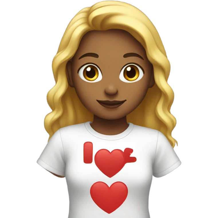 Girl wearing I love A shirt emoji