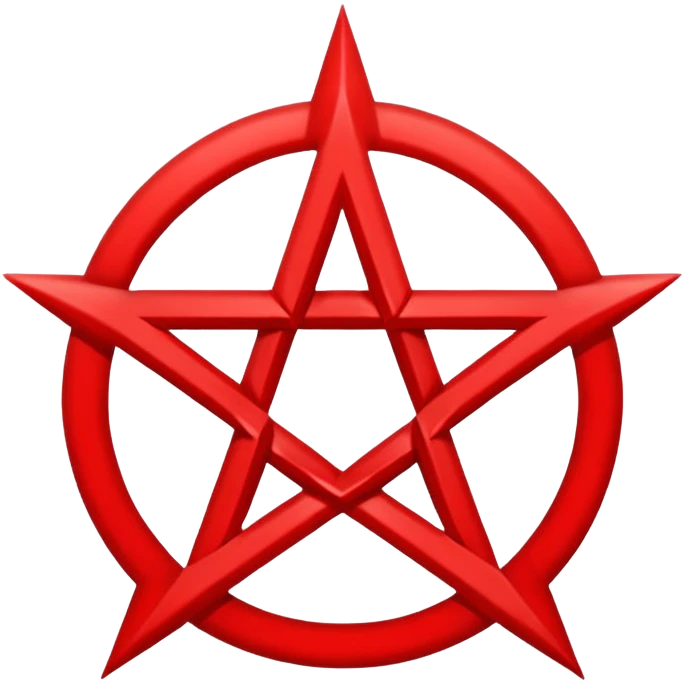 Inverted (point facing down), encircled pentagram, red. One circle, no additional colors. POINT FACING DOWN, not up. emoji