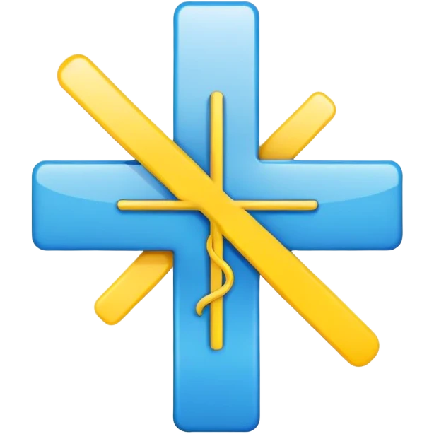 Healthcare symbol with medical cross and Ukrainian colors emoji