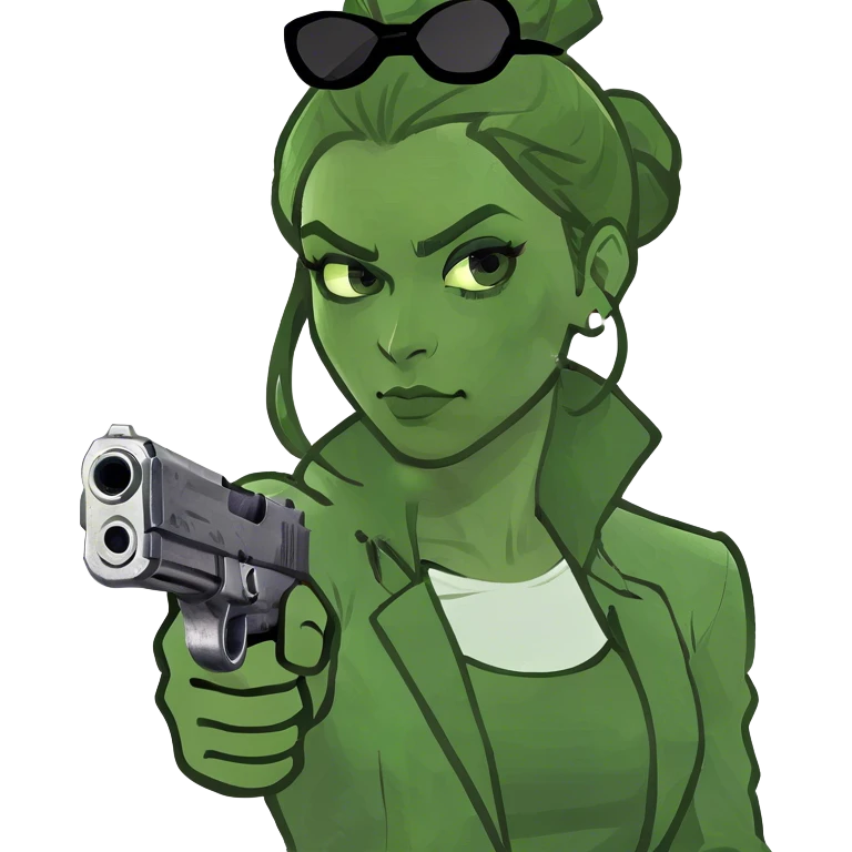 black girl pointing a gun emoji