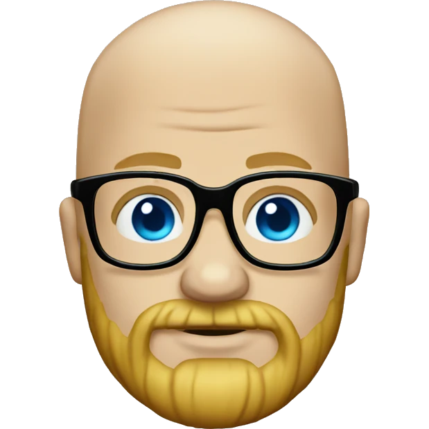 Bald guy long beard blonde hair blue eyes with glasses emoji