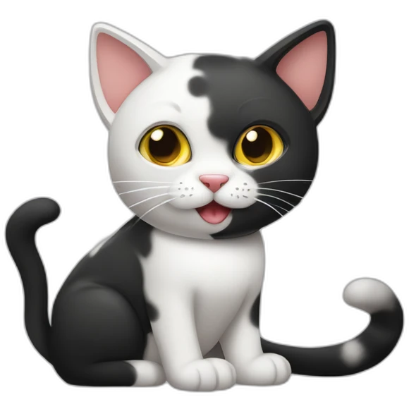 Un gato atigrado y una gata negra con manchas blancas jugando emoji