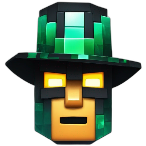 Pixel Minecraft Fedora Halloween Head Mask Diamond Obsidian Emerald Flame Shiny Glow Reward Legendary Unique Epic Mystery emoji