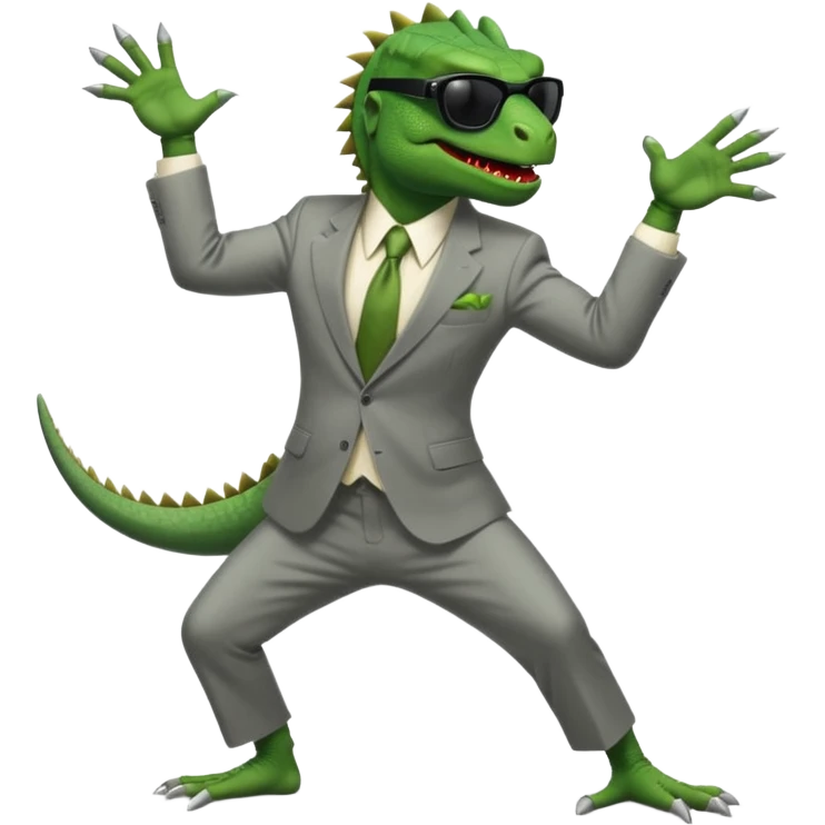 capitalist iguana banker godfather with black sunglasses breakdance emoji