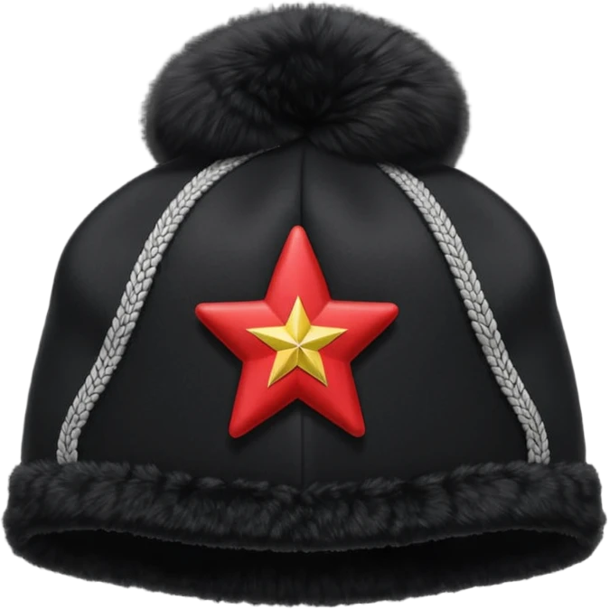 A blank Black ushanka with a red star on it emoji