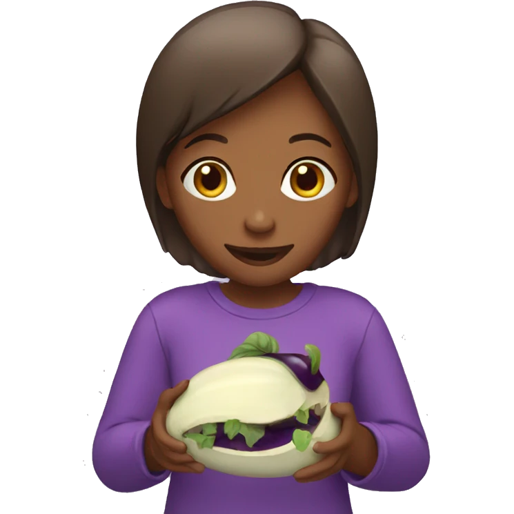 girl eating eggplant emoji