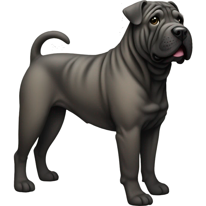 Black shar-pei dog, full body emoji