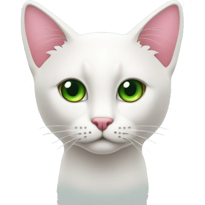 gato blanco con los ojos verdes y la nariz y orejas rosas emoji