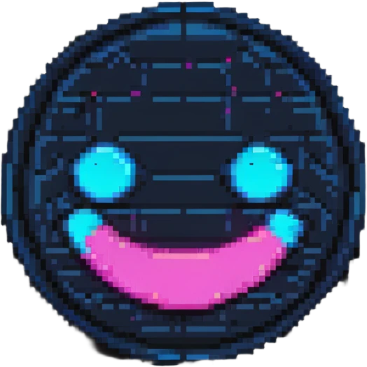 neon blue and pink glowing emoji emoji