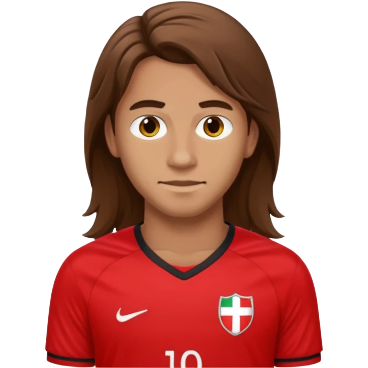 long haired soccer player with red jersey emoji