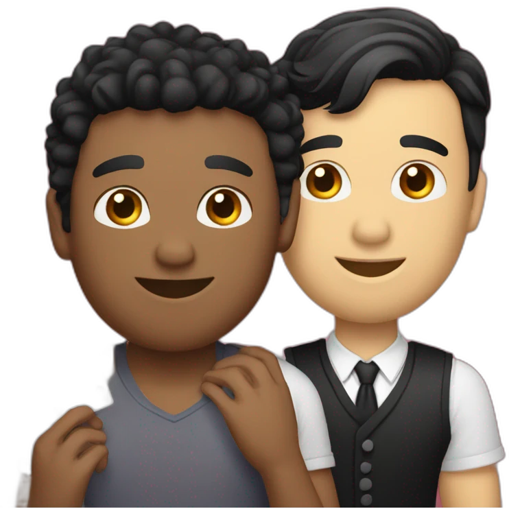 Gay couple, 1 guy Latino black straight black hair and 1 Australian white guy with blonde slightly curly hair playing cards emoji