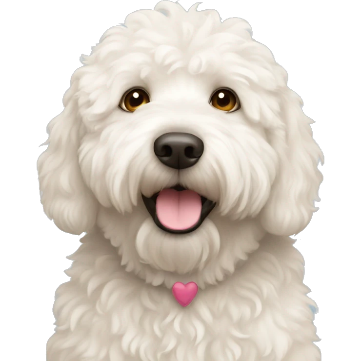 white fluffy labradoodle heart eyes emoji