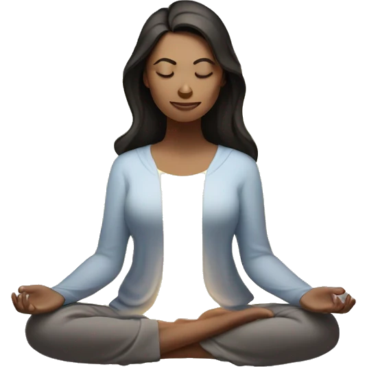 Dark haired white woman meditating with aura glow emoji
