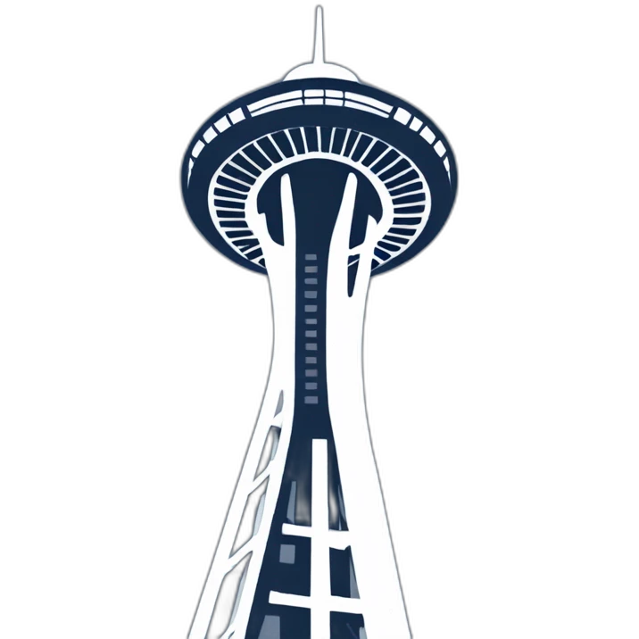 Seattle Space Needle tower 🗼, ground perspective, clean lines, minimalistic, distinctive, silhouette. iOS emoji style. emoji