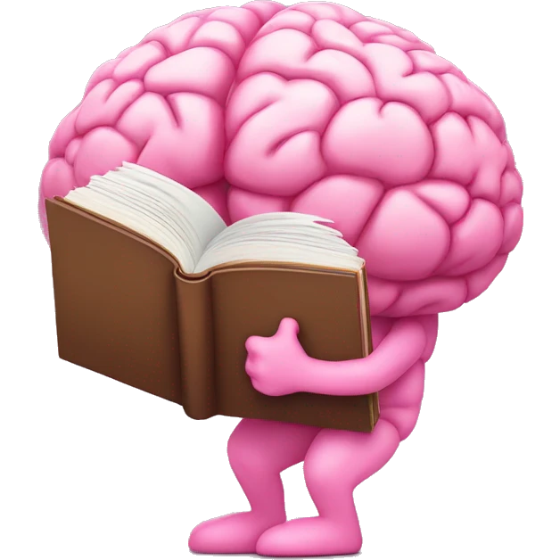 the pink brain is holding a book emoji