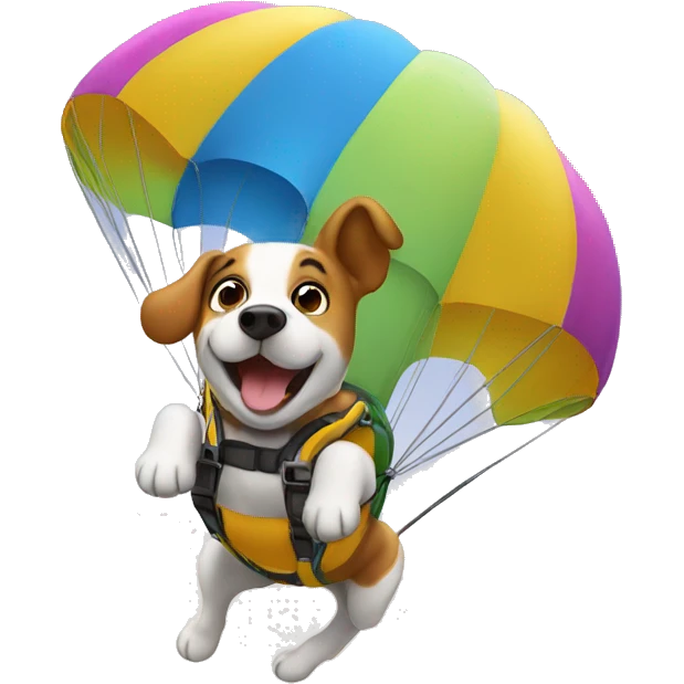 jumping dog skydiving with parachute emoji
