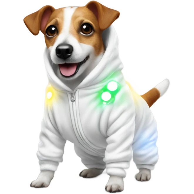 Jack Russel terrier in light up led onesie emoji