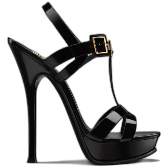 YSL TRIBUTE heels SANDAL black PATENT LEATHER emoji
