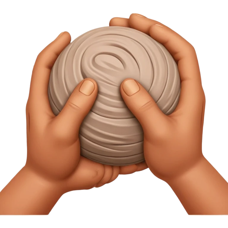 two hands kneading a ball of clay emoji