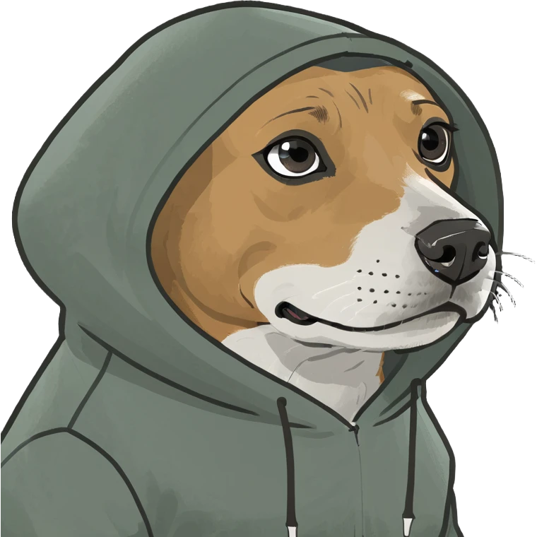 Dog wearing a hoodie emoji