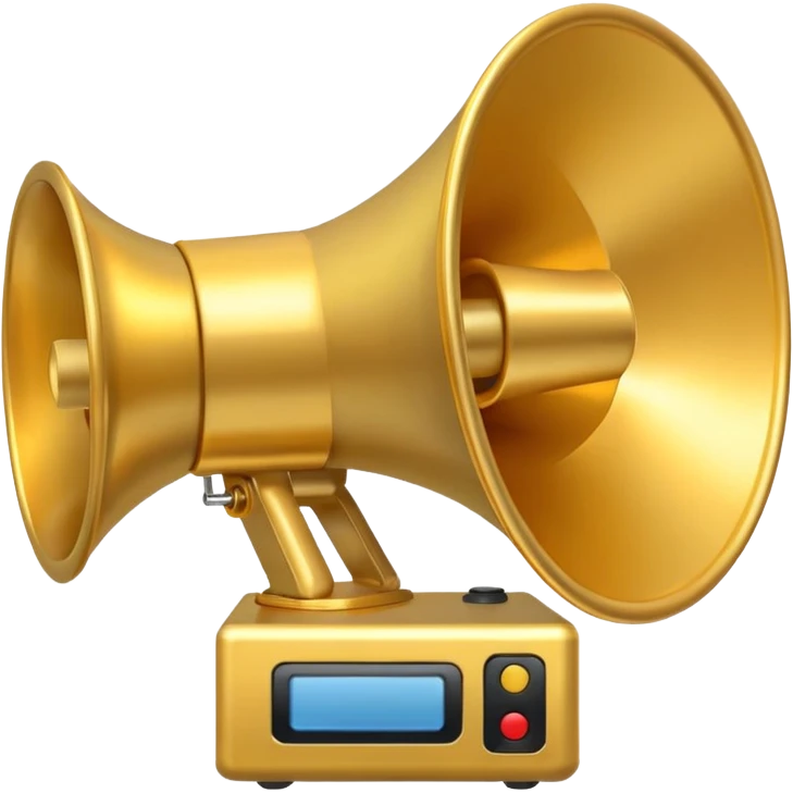 create a emoji of loudspeaker in gold color which based on this->📢
no！ too reallity. just like those emmoji emoji