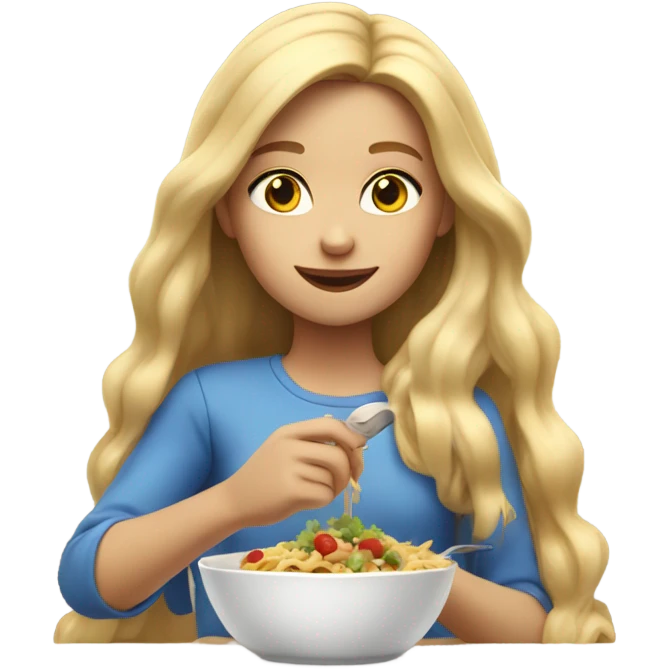  Blonde long hair girl eating emoji