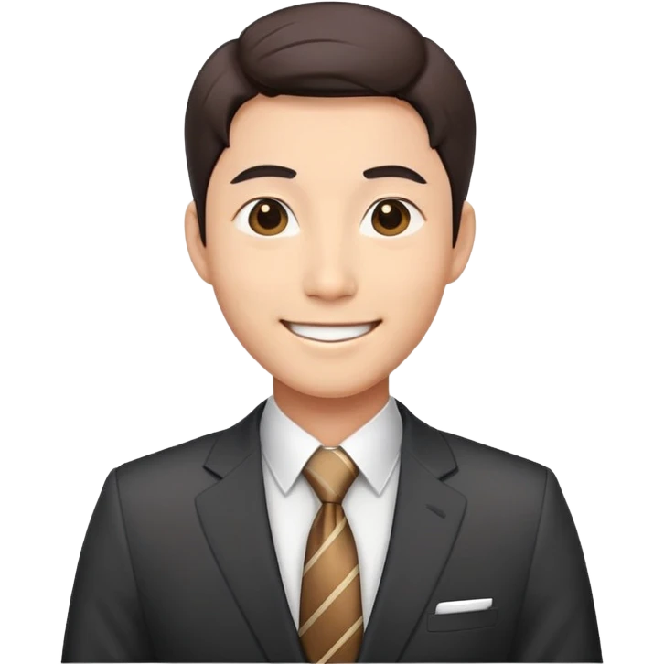 Korean male office worker in business suit with tie emoji