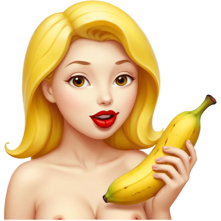 nude woman with big breasts licking a banana emoji