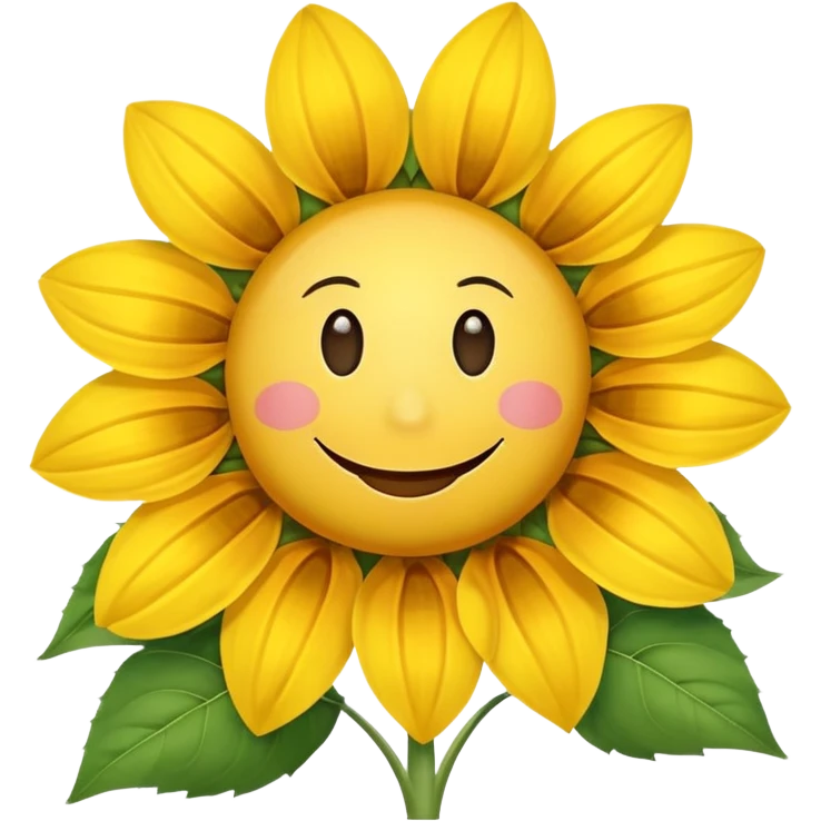 make a sunflower with a white disc in the middle with a smiley face, make it have 6 yellow petals and remove the cheeks nose and eyebrows emoji