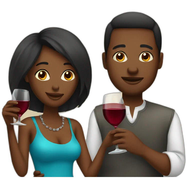 african couple drinking wine emoji