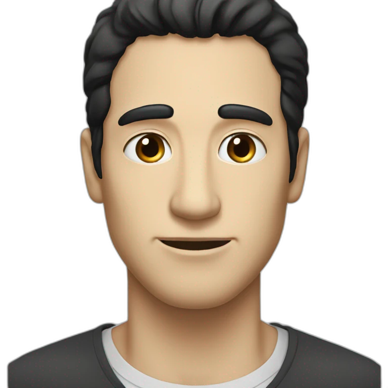 Tall man and long face.black hair and eyes.long nose.medium size mouth and big but long eyes WHole body visible  emoji