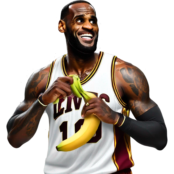 Lebron James eats banana with passion emoji