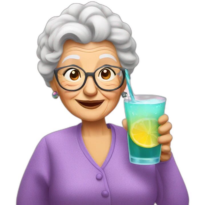 granny drink many coctail emoji