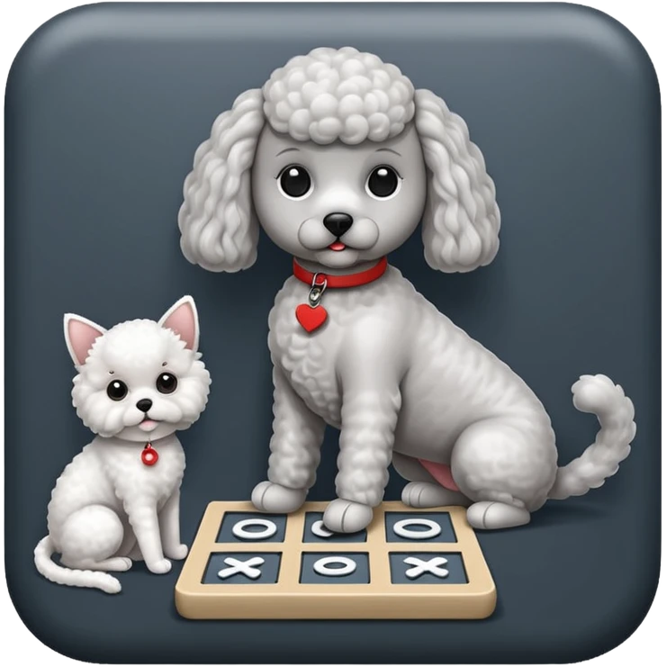 Cat playing tic-tac-toe with a poodle emoji