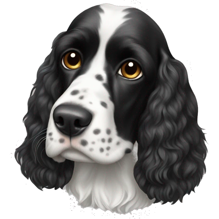 black and white english cocker spaniel with nose spots  emoji