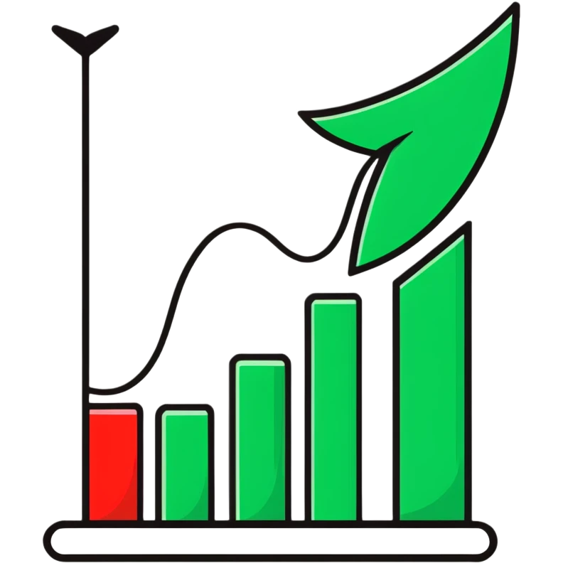 Positive growth chart with green upward trend emoji