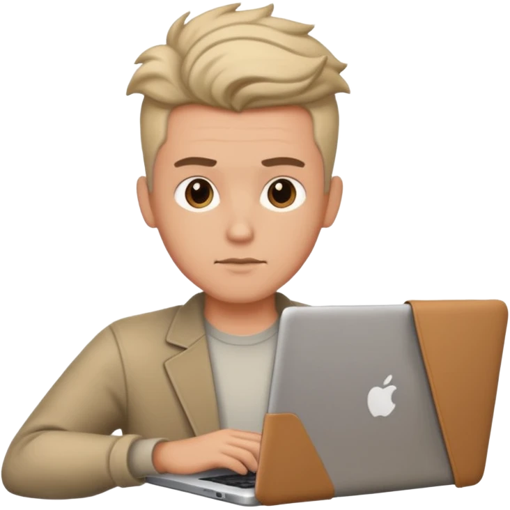 man with laptop, different hair style. emoji
