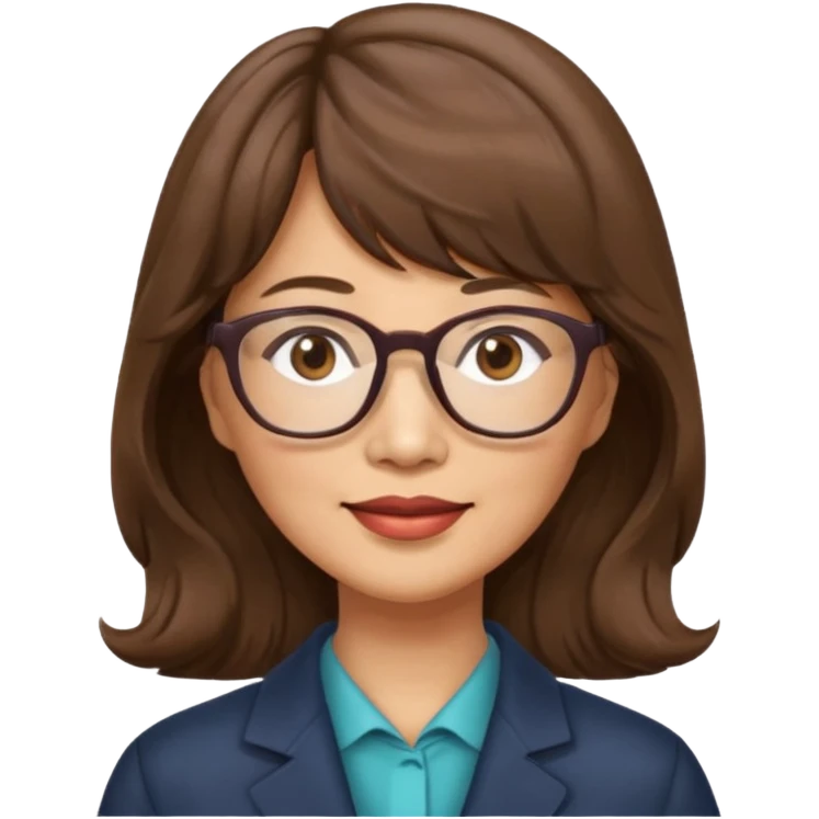 asian woman 50 yr old wavy hair bangs glasses a bit older emoji