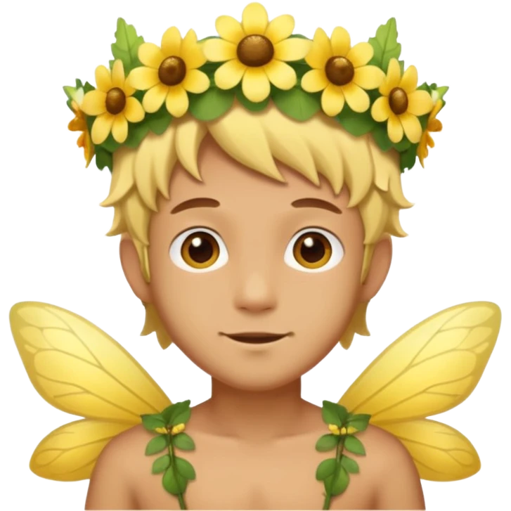 yellow male fairy, tan skin emoji
