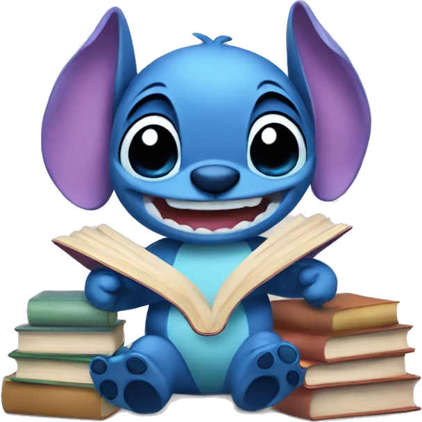 stitch with books emoji